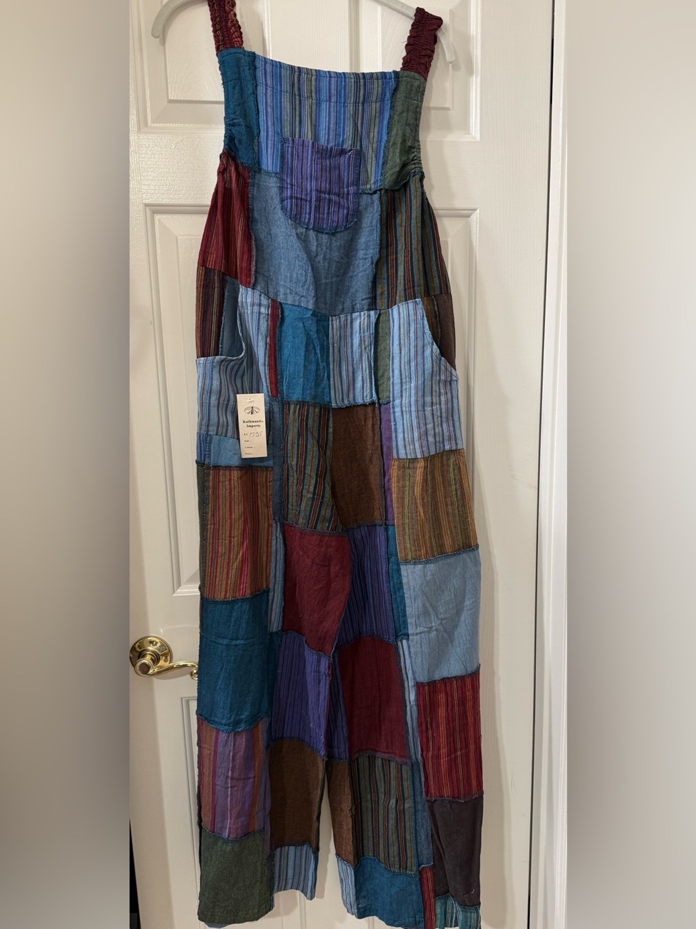 Kathmandu Imports Multicolor Striped Patchwork Bib Overalls *NWT